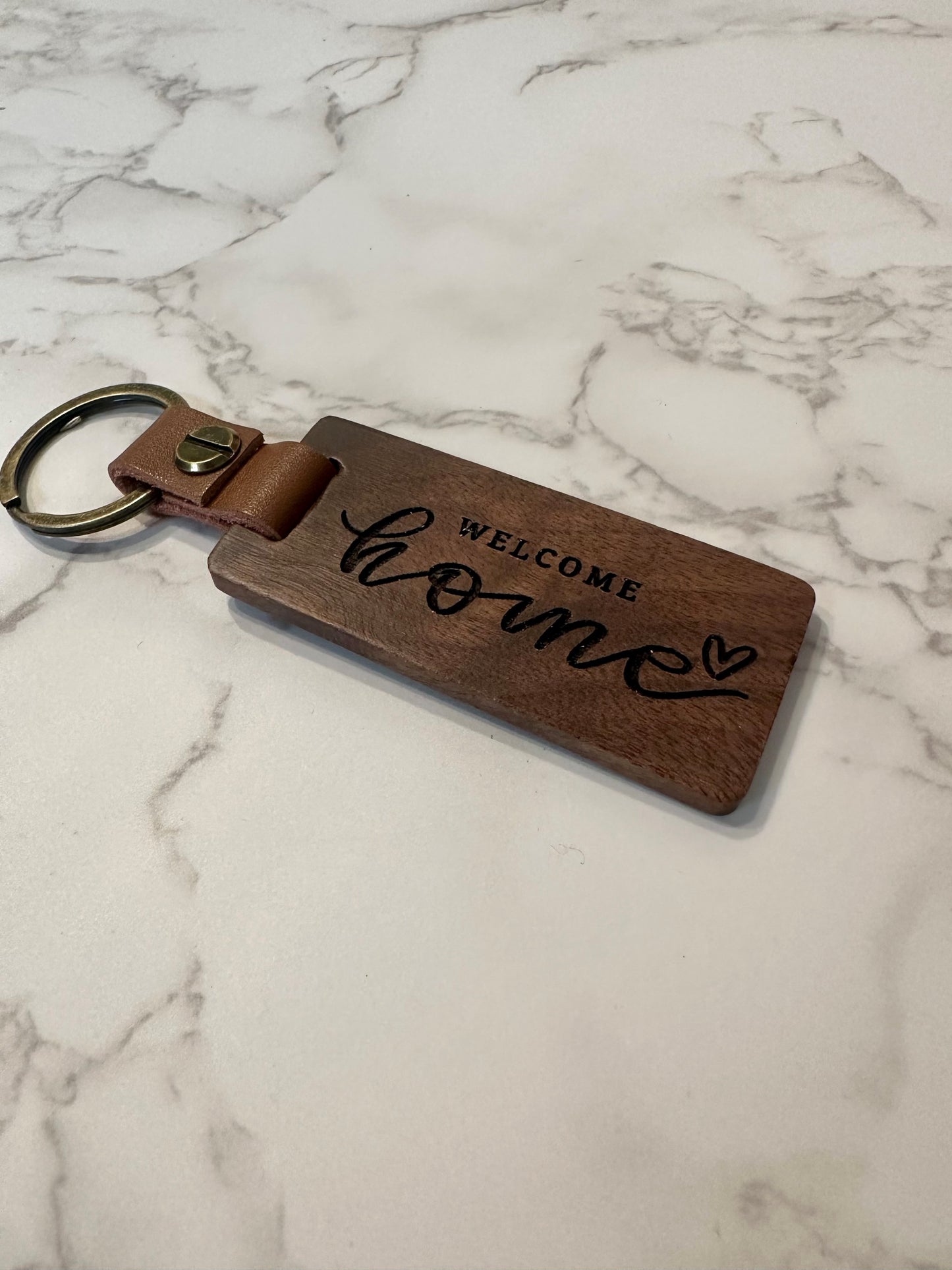 Home Sweet Home Wood Keychain